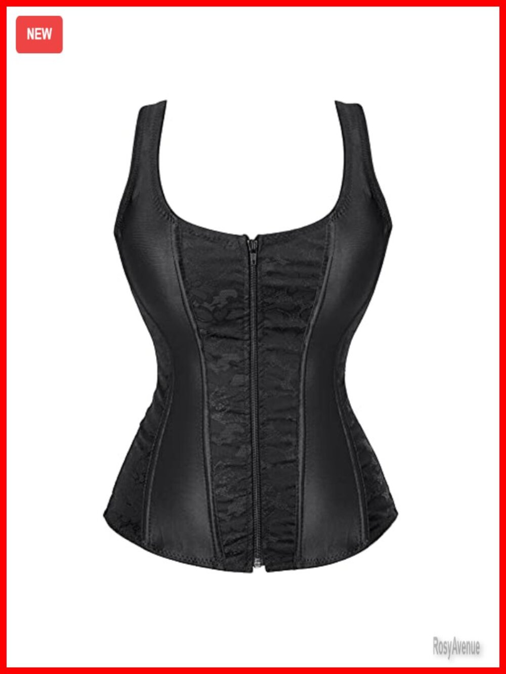 Women's Overbust Corset Top Adjustable Straps Front Zip Gothic Halloween Costume